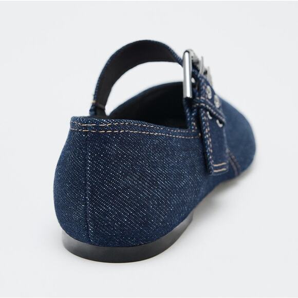 ZARA Denim Mary Jane Flats NWT | Blue Ballet Flats | Size 7.5 - Picture 15 of 16